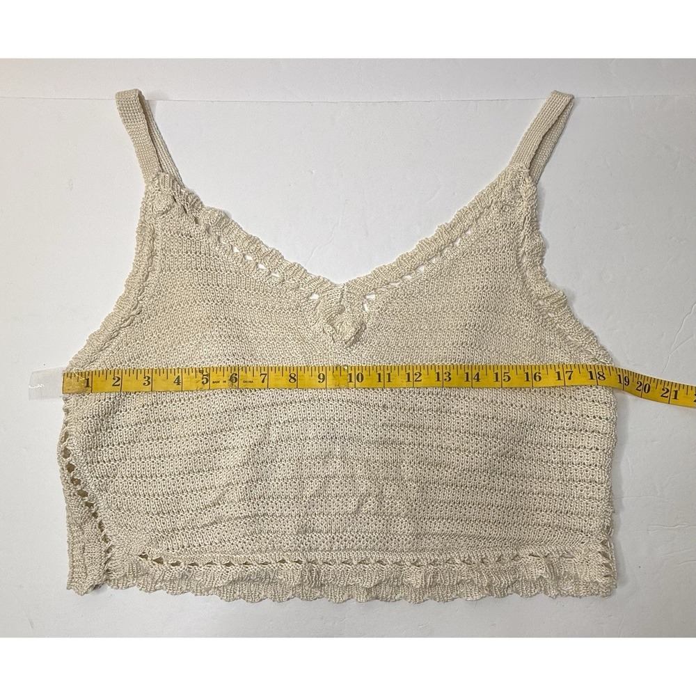 No Boundaries Sweater Tank Top Cropped‎ Women Size XL Cream Boho Indie Peasant - Picture 4 of 9